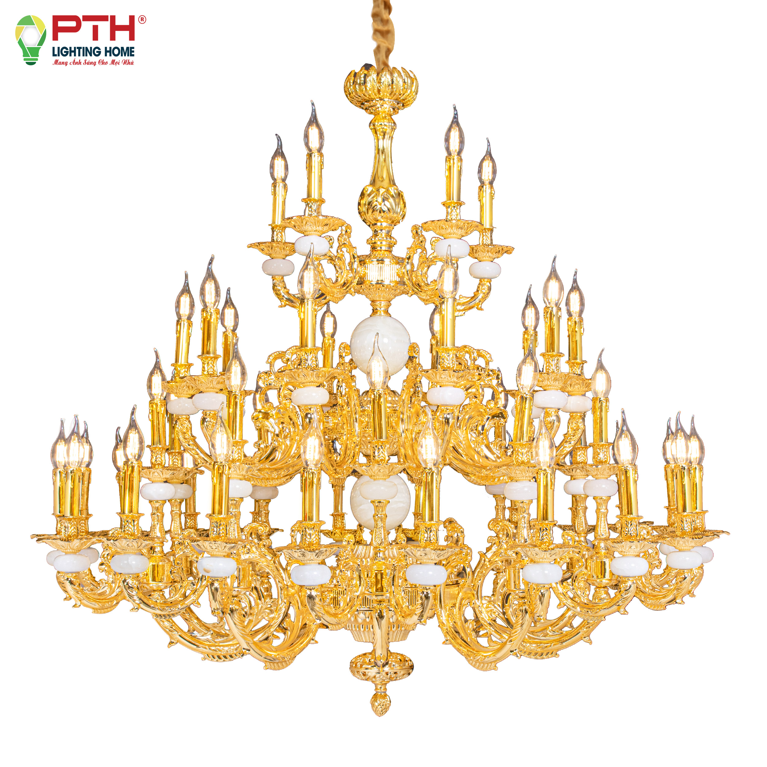 cnqt-183-1 Đèn chùm nến xi vàng 24K