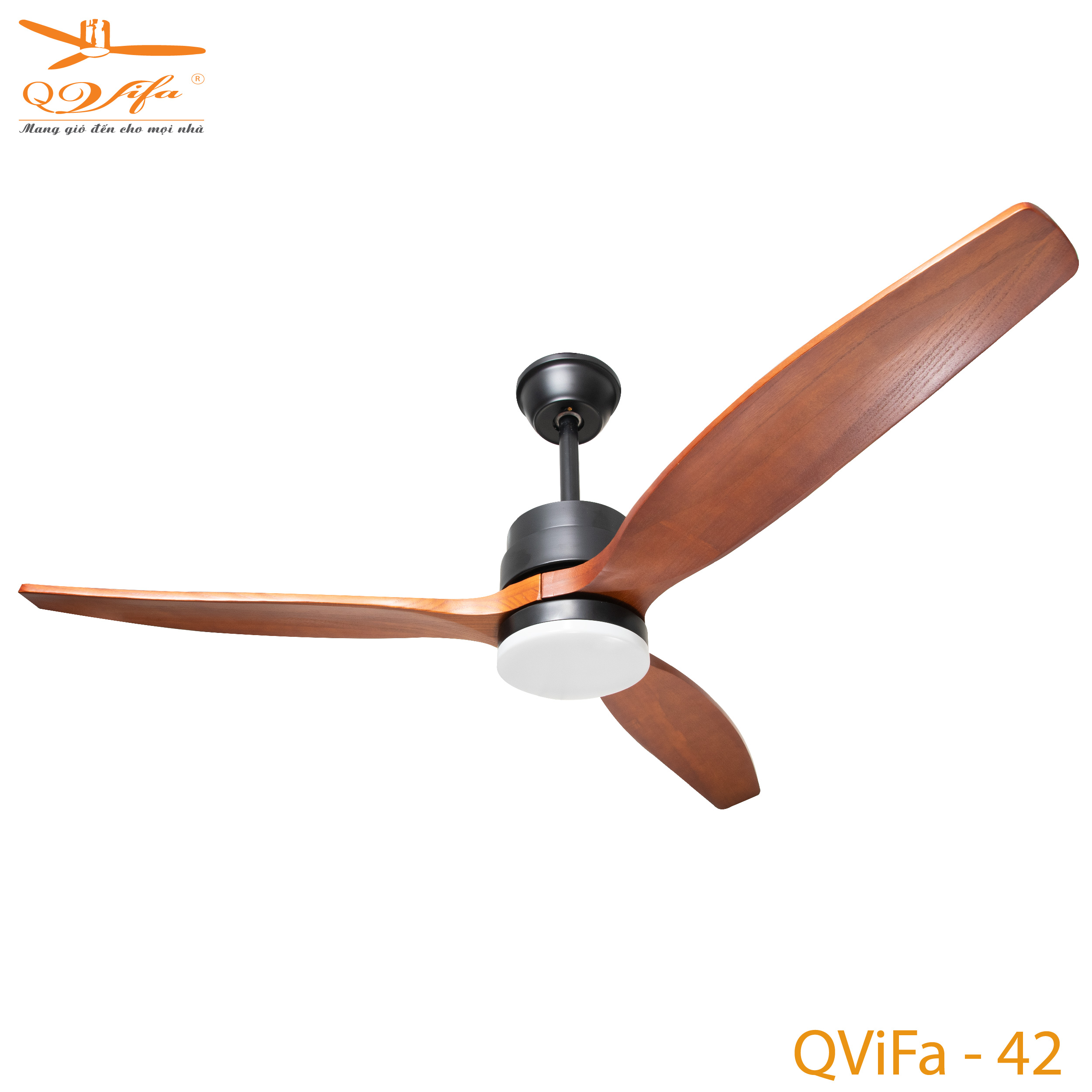 qvifa-42-01-1 Quạt trần cánh gỗ có đèn