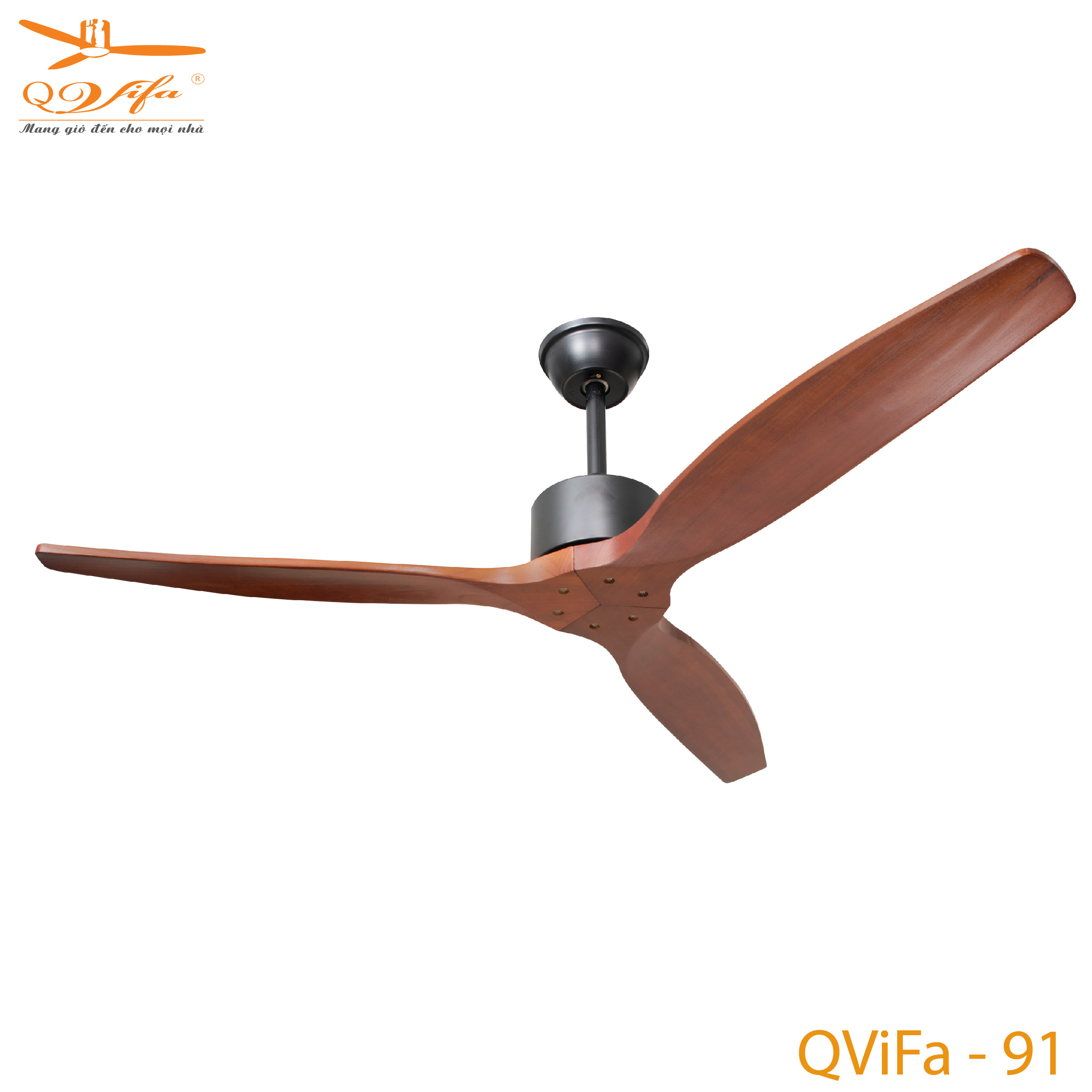 qvifa-91-b-01-1 Quạt Trần 3 Cánh Gỗ Nâu