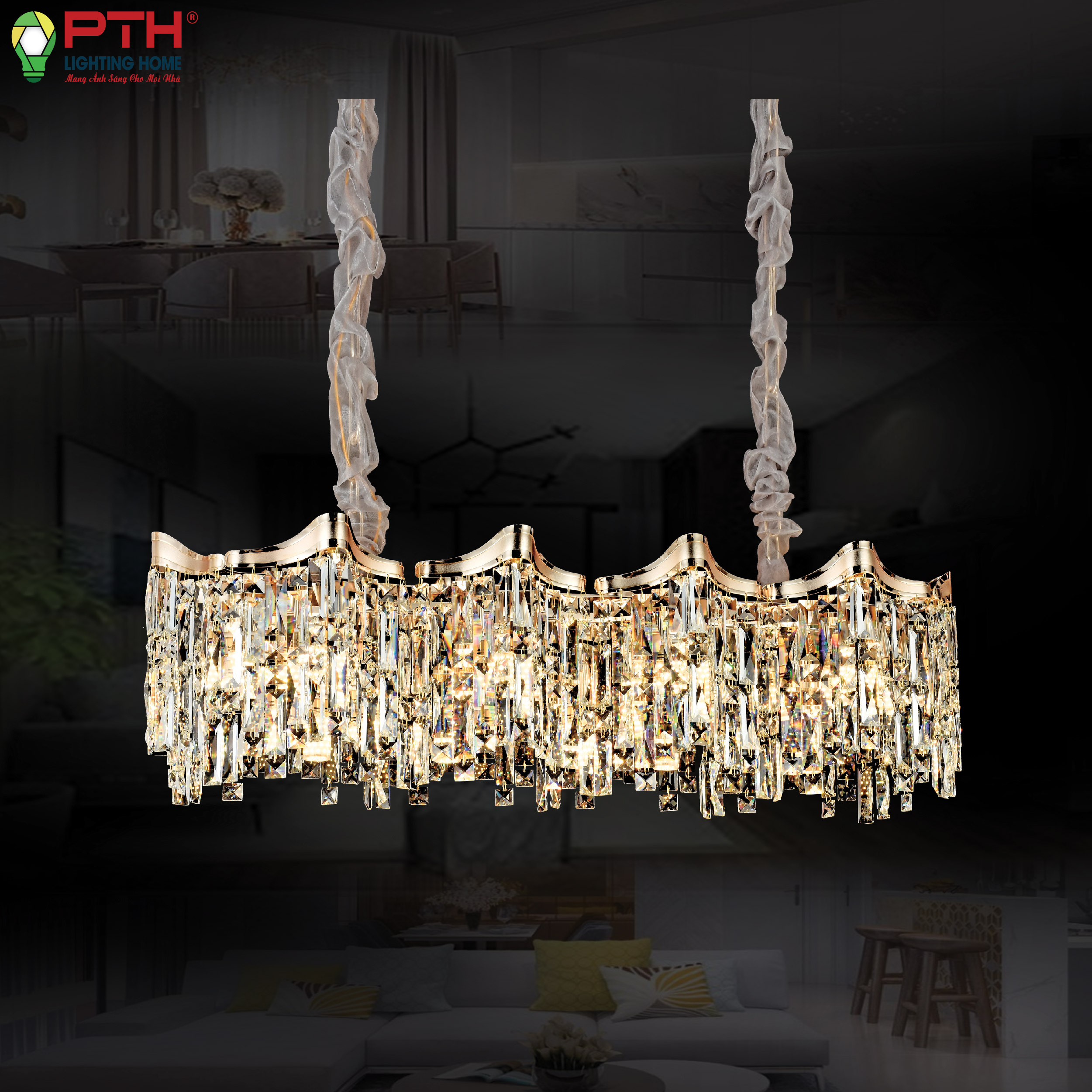th-8491-2-1 Đèn thả bàn ăn pha lê
