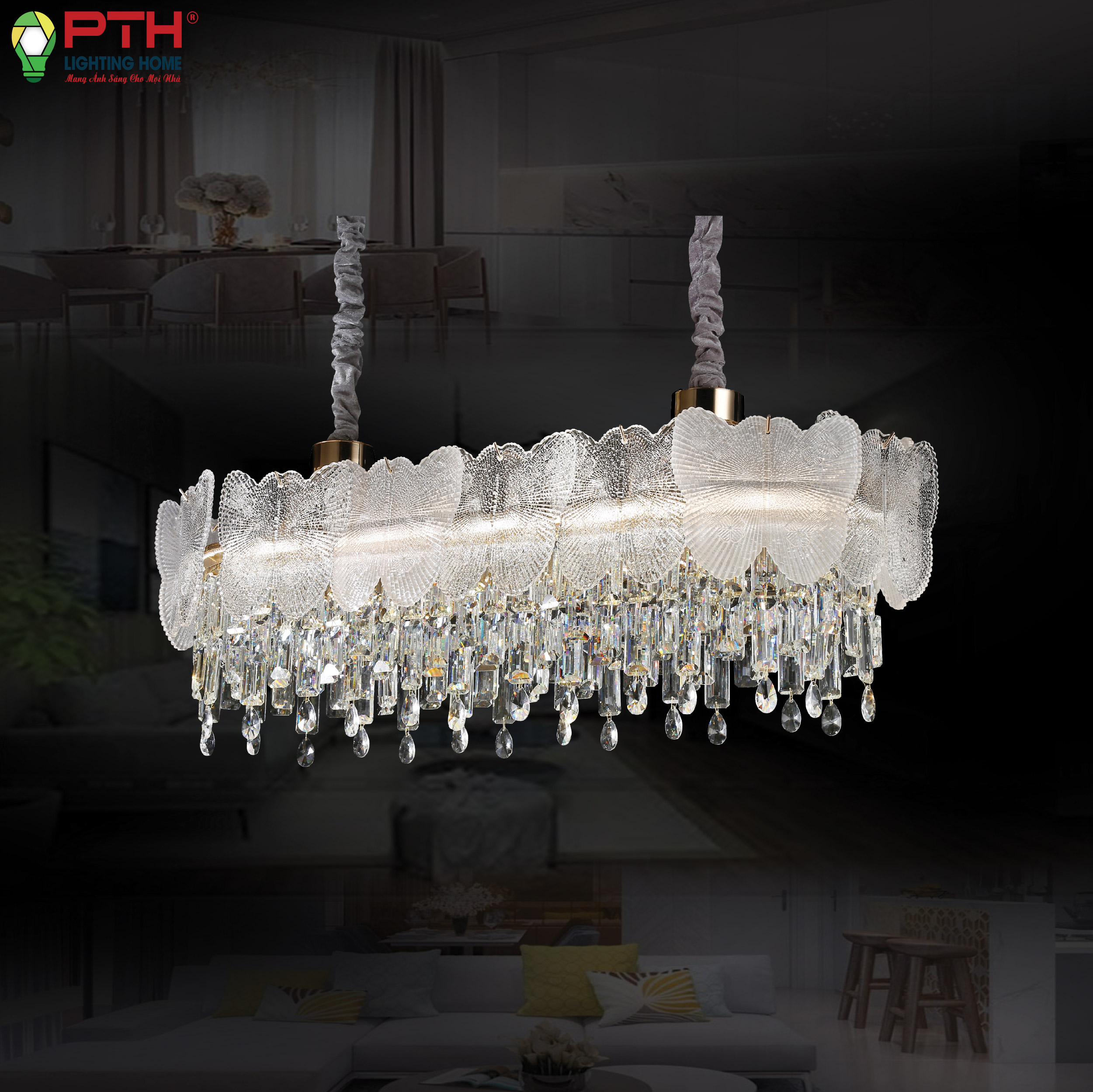th-8524-2-1 Đèn thả ngang giọt nước