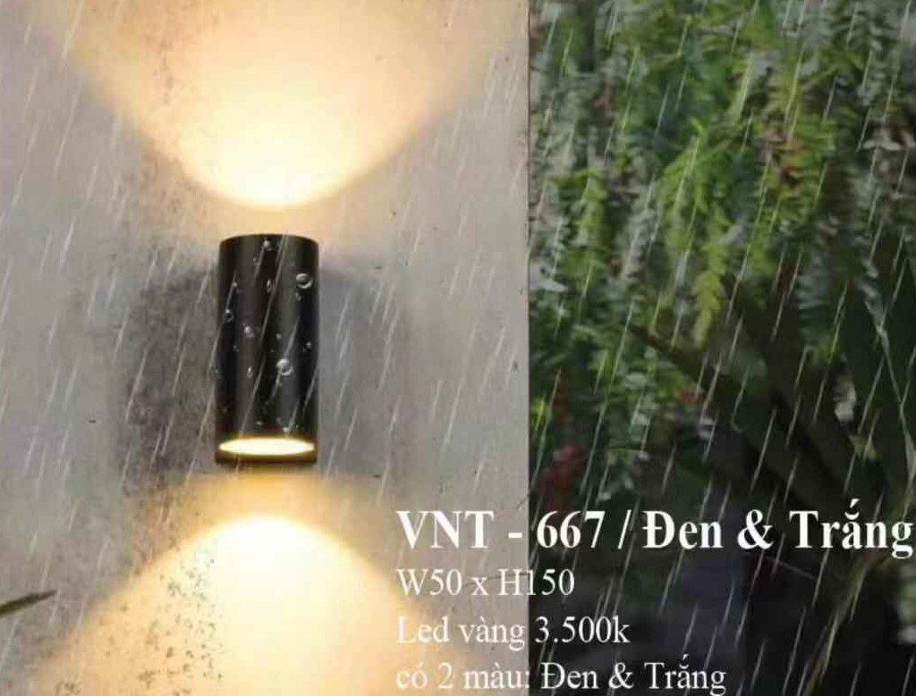 vnt-667-d-1 Đèn vách ngoài trời hình trụ VNT - 667/đen